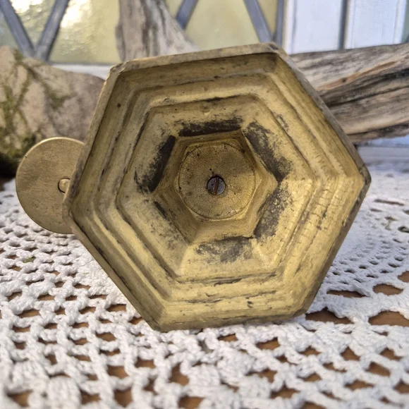 Vintage Brass Candle Holder with S Handle - Picture 6 of 12